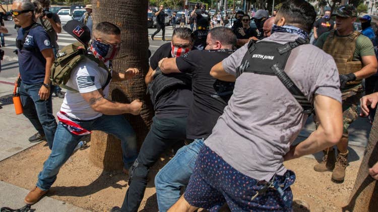 Anti-vaccination protest turns violent in downtown Los Angeles