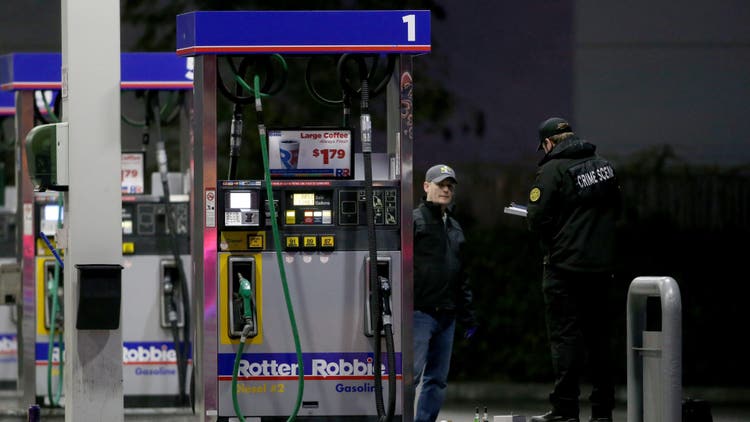 baby on fire at gas station