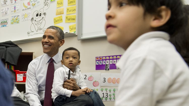 President Obama with students