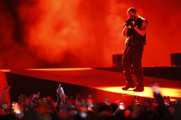 Drake performs during day two of Lollapalooza Chile 2023 on March 18, 2023 in Santiago, Chile.