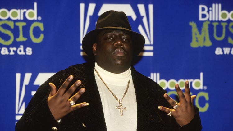 Notorious BIG (born Christopher Wallace) attends the 1995 Billboard Music Awards, New York, New York, December 6, 1995.