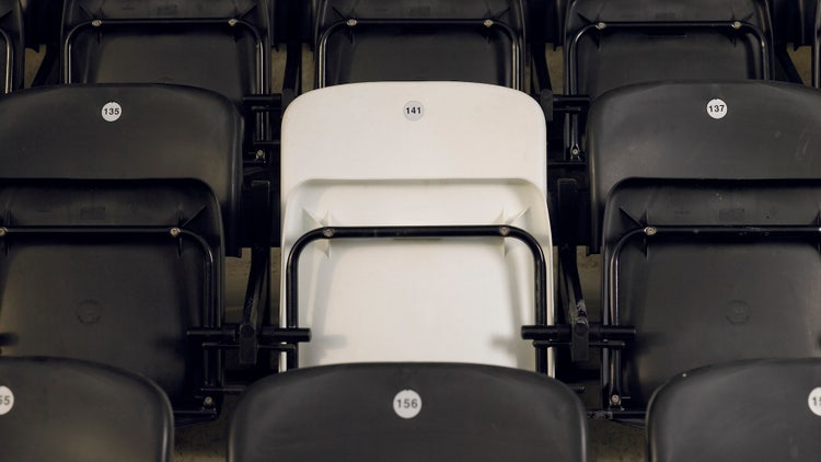 Folding chairs in stadium