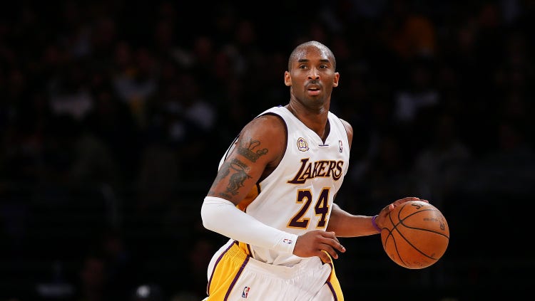 Kobe Bryant #24 of the Los Angeles Lakers drives the ball upcourt during the game against the Cleveland Cavaliers at Staples Center on January 27, 2008 in Los Angeles, California.