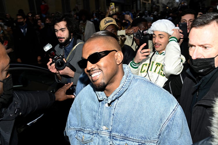 Ye attends the Kenzo Fall/Winter 2022/2023 show as part of Paris Fashion Week on January 23, 2022 in Paris, France.