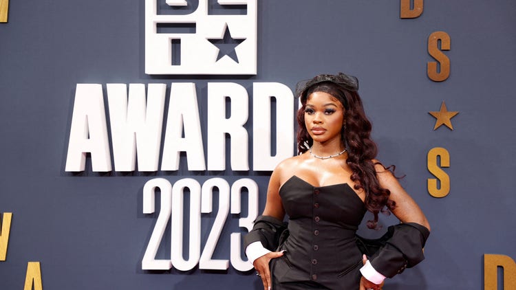 US rapper JT from City Girls arrives for the 2023 BET awards at the Microsoft theatre in Los Angeles, June 25, 2023.