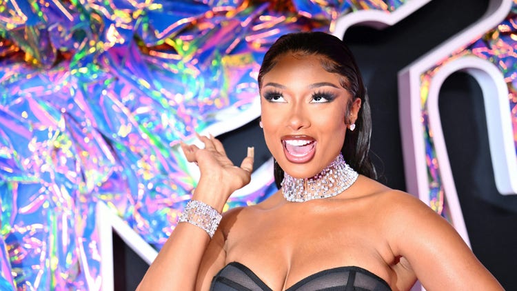 US rapper Megan Thee Stallion arrives for the MTV Video Music Awards at the Prudential Center in Newark, New Jersey, on September 12, 2023.