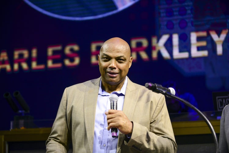 Charles Barkley speaks to guests during the Julius Erving Red Carpet and Pairings Party at Premier Night Club at the Borgata Hotel Casino & Spa on September 08, 2019 in Atlantic City, New Jersey.